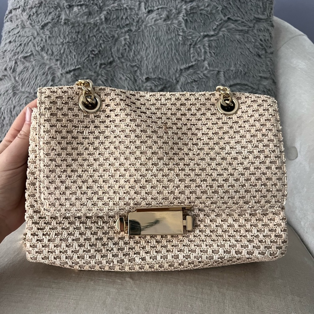 ALDO beige crochet purse with gold hardware